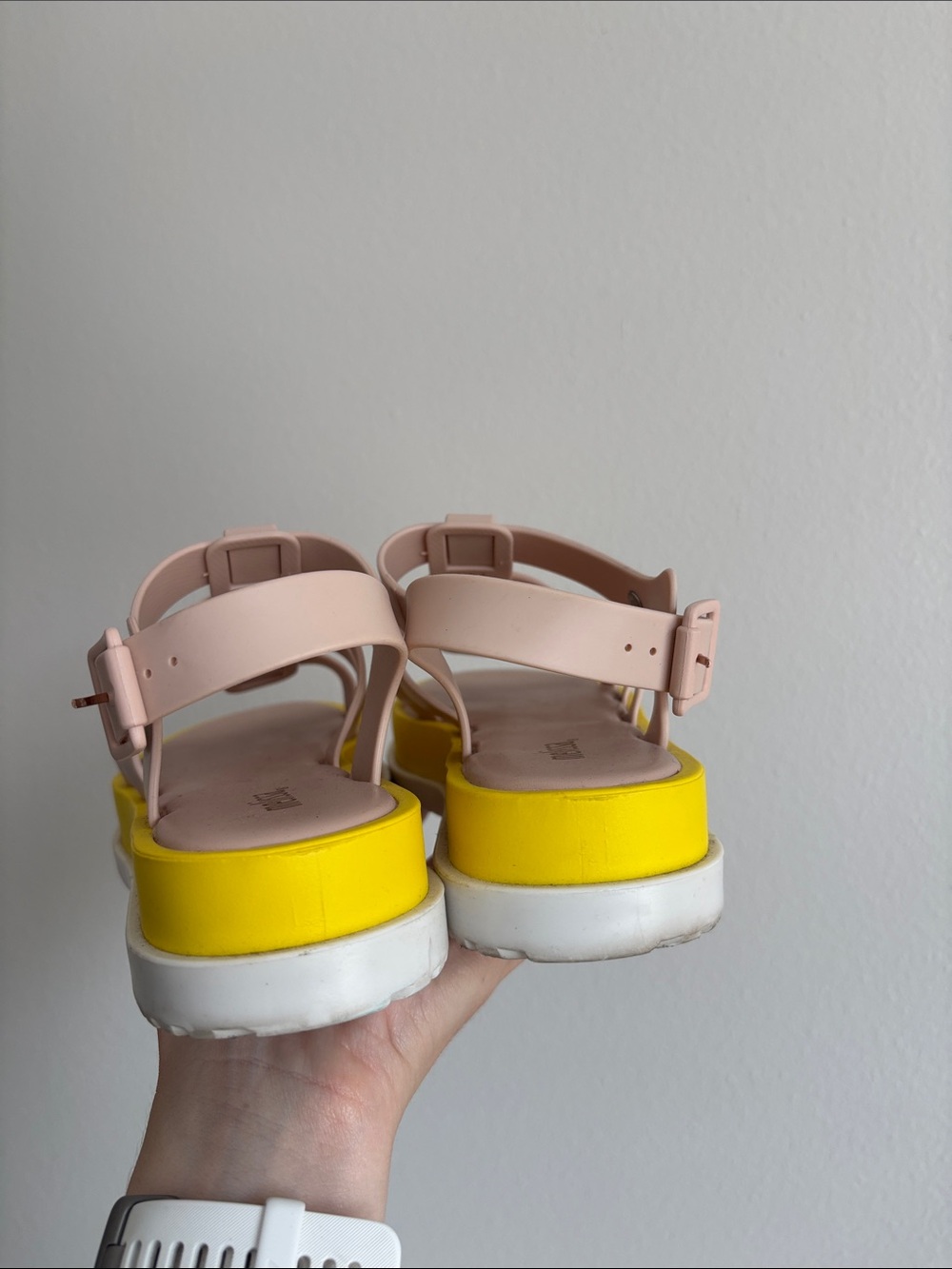 Melissa Flox III in yellow pink jelly fisherman sandals platform SZ 36 / US 5 - Picture 8 of 10